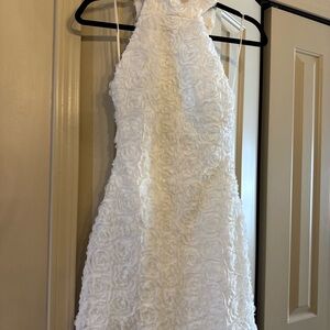 12th Tribe White Rosette Backless Dress